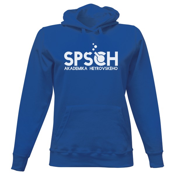 Dámská mikina s kapucí s logem SPŠCH modrá
